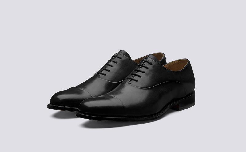 Grenson Bert Mens Shoes - Black Leather with Leather Sole SF0562